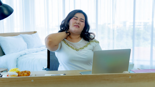 Fat women sick from office syndrome