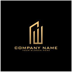 Letter W With Building For Construction Company Logo