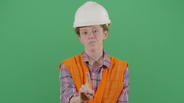 Woman Engineer No With Finger