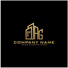 Fototapeta premium Letter AG With Building For Construction Company Logo