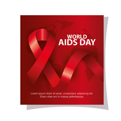 poster world aids day with ribbon vector illustration design