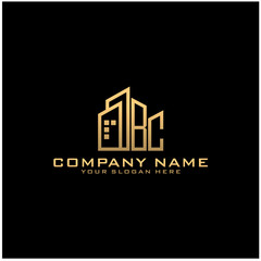 Letter BC With Building For Construction Company Logo