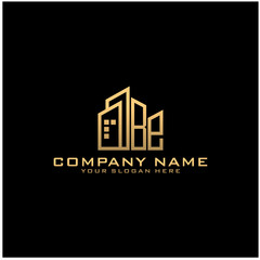 Fototapeta premium Letter BE With Building For Construction Company Logo