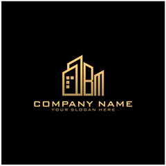 Fototapeta premium Letter BM With Building For Construction Company Logo