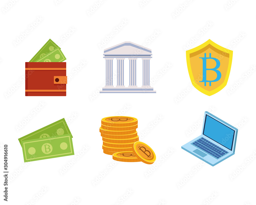 Canvas Prints cryptocurrencies and money icon set