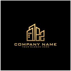 Fototapeta premium Letter EZ With Building For Construction Company Logo