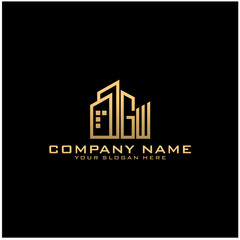Fototapeta premium Letter GW With Building For Construction Company Logo