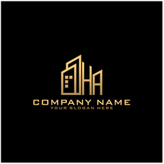 Letter HA With Building For Construction Company Logo