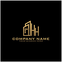 Letter HH With Building For Construction Company Logo