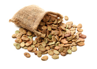 Fava beans,Vicia faba on white background