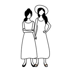 women faceless standing with different poses