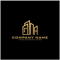 Letter NA With Building For Construction Company Logo