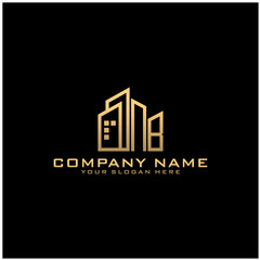 Fototapeta premium Letter NB With Building For Construction Company Logo