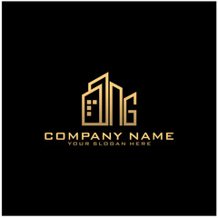 Fototapeta premium Letter NG With Building For Construction Company Logo