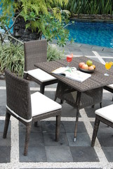 Artistic Ethnic Classy Modern Elegant Luxury Indoor Home Interiors and Outdoor Garden Park Furniture Table Chair Cabinet Accessories from Rattan Plastic Wicker or Wooden Materials for Hotel and House 