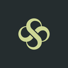 Swirl SS monogram, S flower logo mark, spinning icon, feminine and elegant letter SS with infinity element logo template .vector