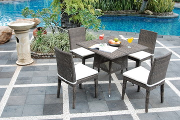 Artistic Ethnic Classy Modern Elegant Luxury Indoor Home Interiors and Outdoor Garden Park Furniture Table Chair Cabinet Accessories from Rattan Plastic Wicker or Wooden Materials for Hotel and House 