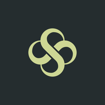 Swirl SS monogram, S flower logo mark, spinning icon, feminine and elegant letter SS with infinity element logo template .vector