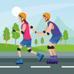 People with vehicles vector design