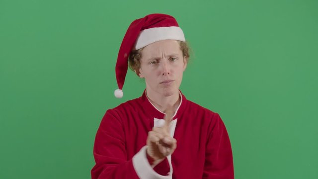Woman Santa Claus No With Finger