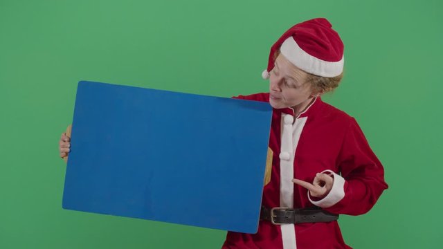 Woman Santa Claus Making Something Appear On A Board