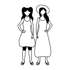 women faceless standing with different poses