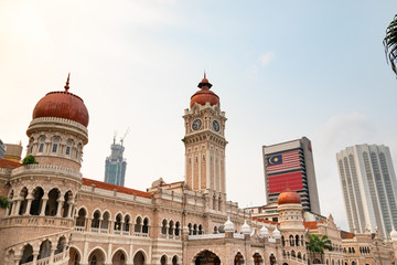 Fototapeta na wymiar The Sultan Abdul Samad building is located in front of the Merdeka Square, Kuala Lumpur