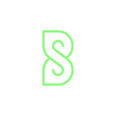 BS monogram Logo, Letter B with S negative space, Minimal letter BS lettermark .vector