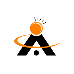 alphabet A logo with orbit sign