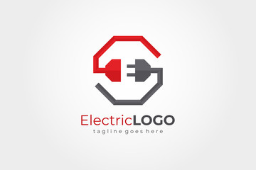 Hexagon Letter S and E Cable Plug Electricity Logo. Flat Vector Logo Design Template Element