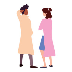 couple of people in back position on white background