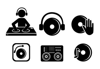 bundle dj music set icons vector illustration design - obrazy, fototapety, plakaty