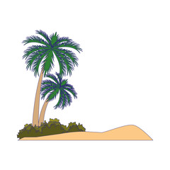Obraz premium beach with palms icon, flat design