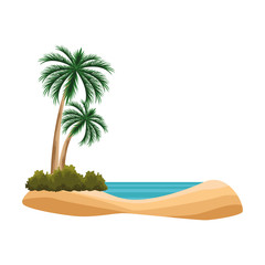 beach with palms icon, flat design