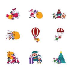 Fototapeta premium Merry christmas icon set vector design