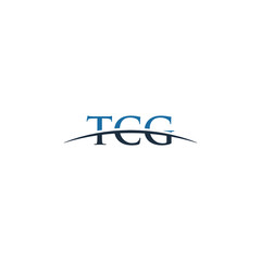 Initial letter TCG, overlapping movement swoosh horizon logo company design inspiration in blue and gray color vector