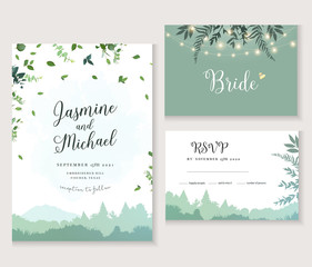 Landscape and greenery vector design invitation