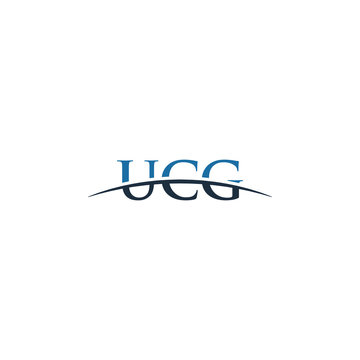 Initial letter UCG, overlapping movement swoosh horizon logo company design inspiration in blue and gray color vector
