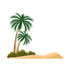 Obraz premium beach with palms icon, flat design