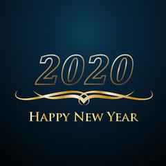 2020 Happy New Year. Golden vector text
