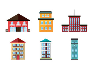 bundle structures facade isometric icons vector illustration design