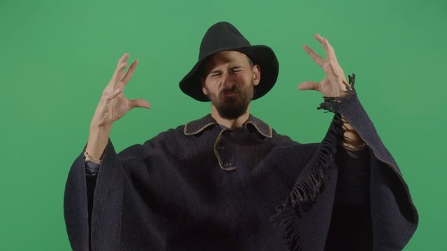 Adult Man Magician Eating Something Huge