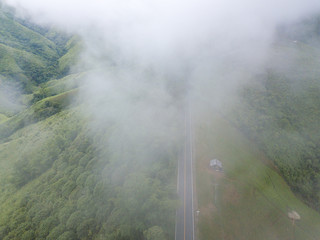 Aerial photo, road with clouds