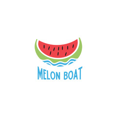 Logo design concept with water melon and boat concept