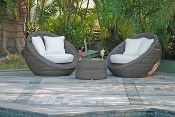 Artistic Ethnic Classy Modern Elegant Luxury Indoor Home Interiors and Outdoor Garden Park Furniture Table Chair Cabinet Accessories from Rattan Plastic Wicker or Wooden Materials for Hotel and House 