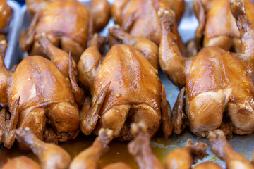 Fish sauce braised chicken, street food in Thailand