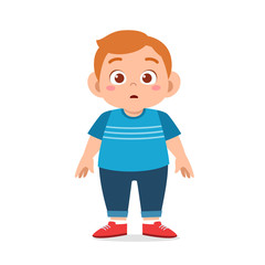happy cute fat unhealthy kid boy standing