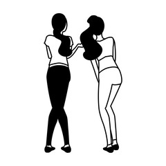 women of back position on white background