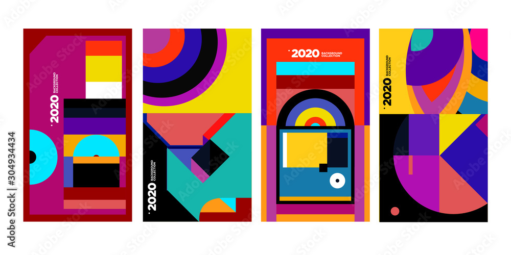 Aufkleber 2020 vector geometric and abstract colorful background collection. background for social media story