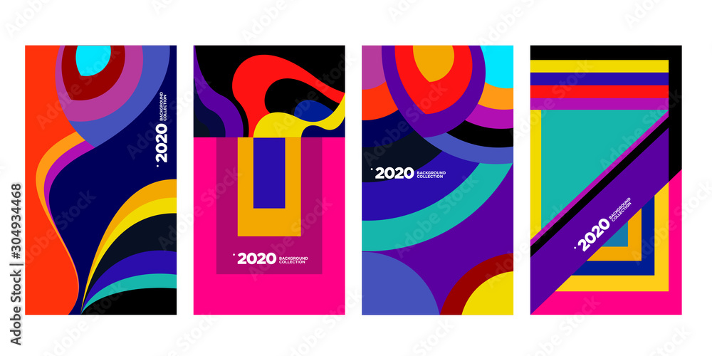Aufkleber 2020 vector geometric and abstract colorful background collection. background for social media story